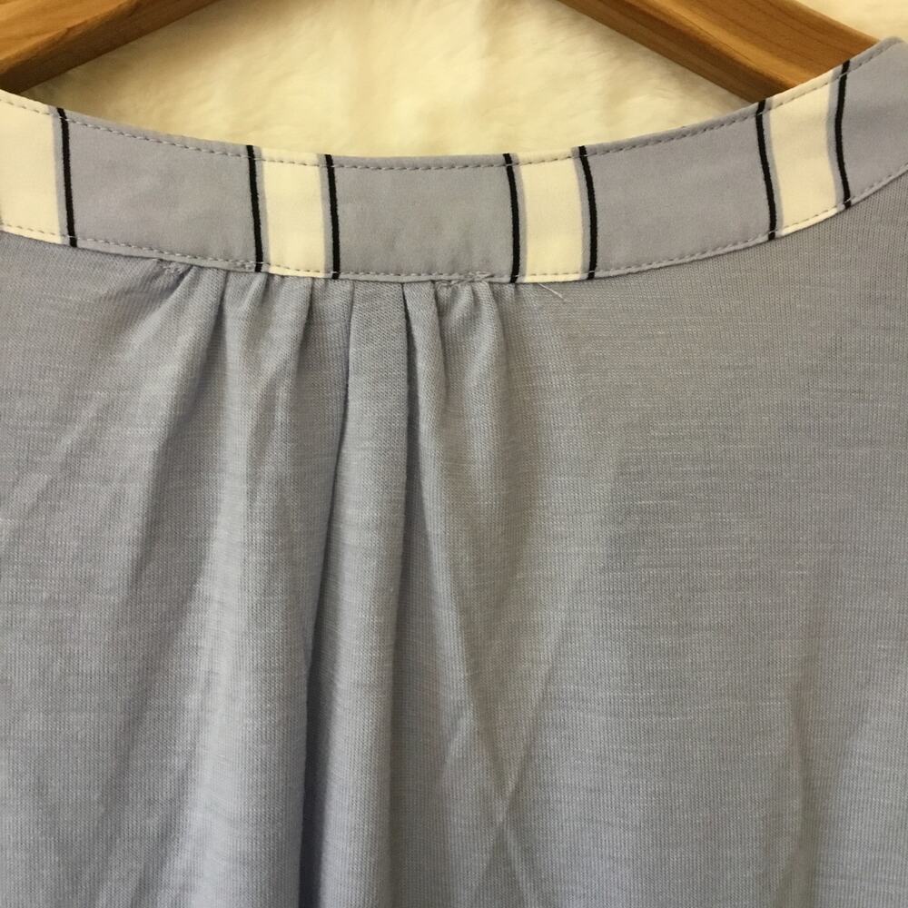 Loft Blue Striped V-Neck Mixed Media Top - Picture 14 of 16